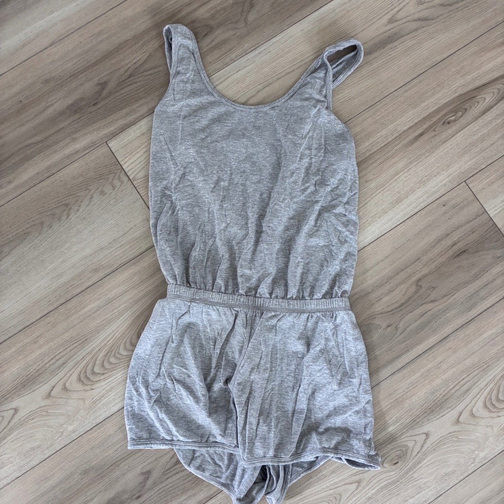 JoyLab Womens Heather Gray Modal Crossover Open Back Sleeveless Romper Small